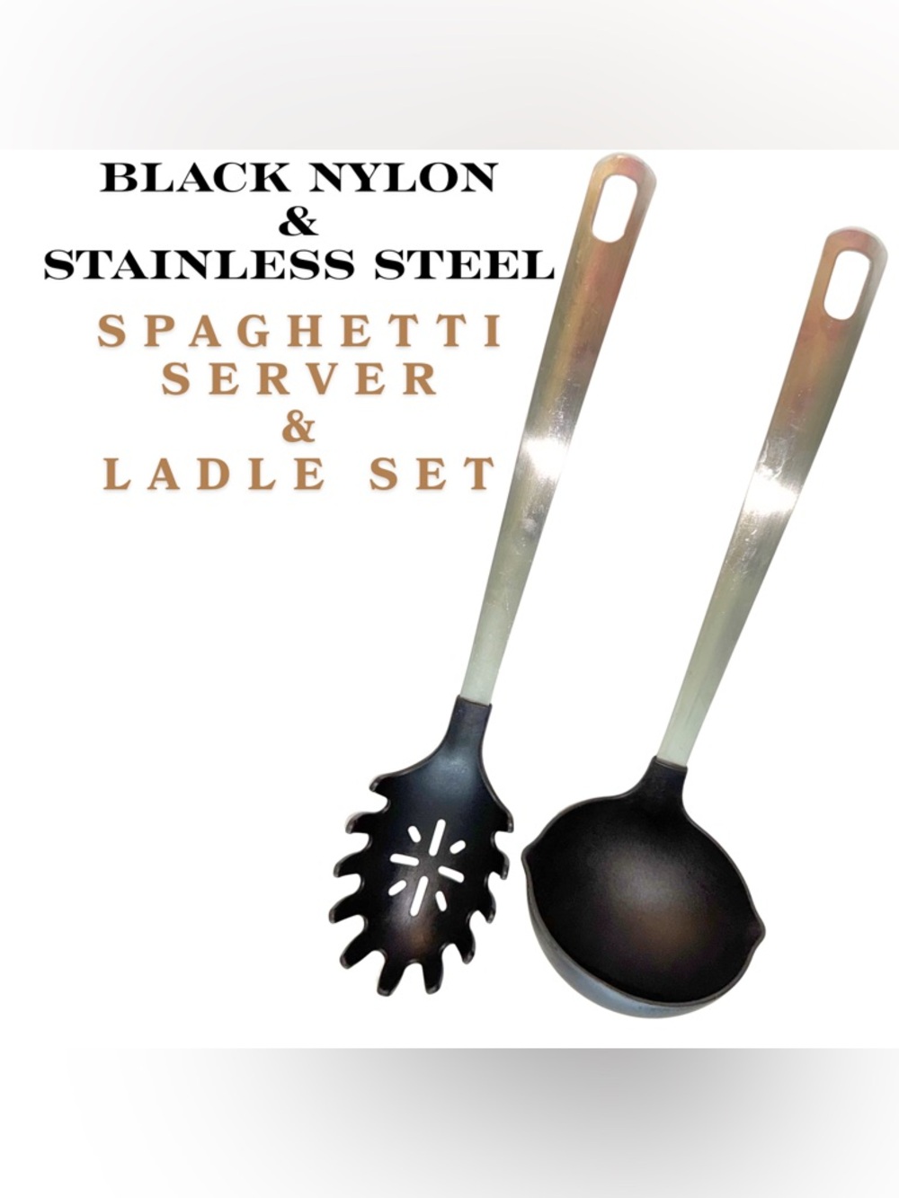 Barely Used Black Nylon Spaghetti Server & Ladle Set – Kitchen Must-Have!‎
